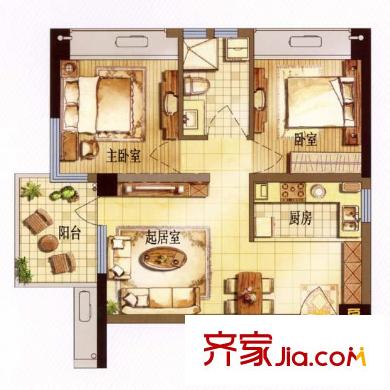華茂學(xué)府一號(hào)戶型圖A/F戶型 2室1廳1衛(wèi)1廚 2室1廳1衛(wèi)1廚