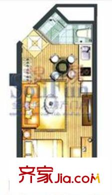 華茂學(xué)府一號(hào)戶型圖A4戶型 1室1廳1衛(wèi)1廚
