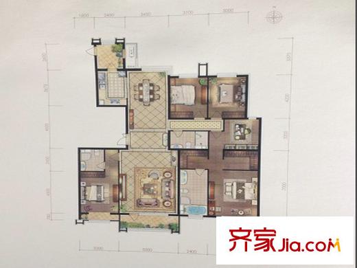 梧桐府2#樓標(biāo)準(zhǔn)層G戶型 4室3廳3衛(wèi)1廚
