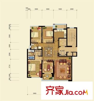 雅戈?duì)栭L島花園高層A2戶型 4室2廳2衛(wèi)1廚