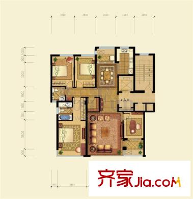 雅戈?duì)栭L島花園高層B2戶型 4室2廳2衛(wèi)1廚