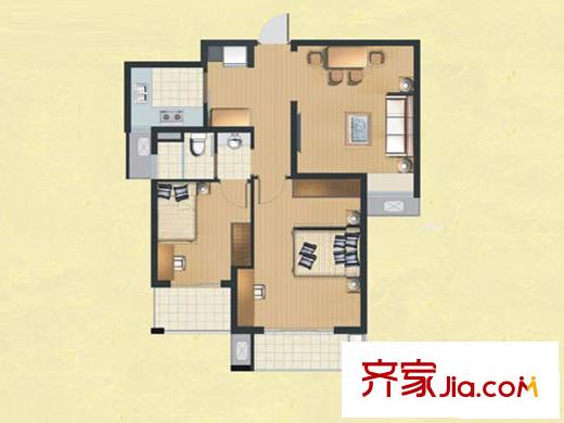 萬科金色水岸 2室1廳1衛(wèi)1廚 戶型圖