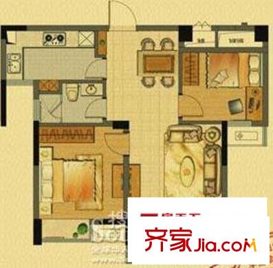 銀億上上城戶型圖戶型B2 2室2廳1衛(wèi)1廚