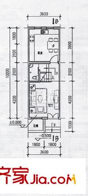 錢湖灣 1室1廳1衛(wèi)1廚 戶型圖