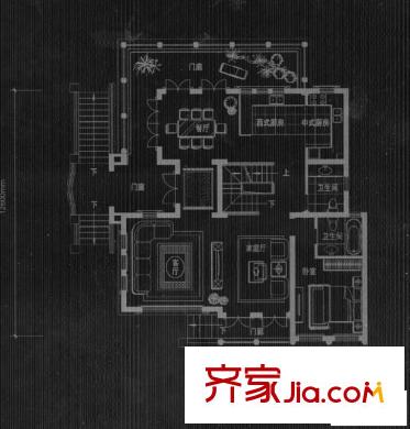 卡納湖谷別墅C戶型第一層 1室3廳2衛(wèi)1廚