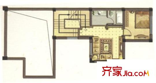 半島華府別墅 1室1廳1衛(wèi)1廚 戶(hù)型圖