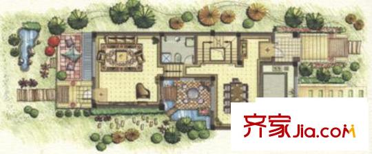 半島華府別墅 1室2廳1衛(wèi)1廚 戶型圖