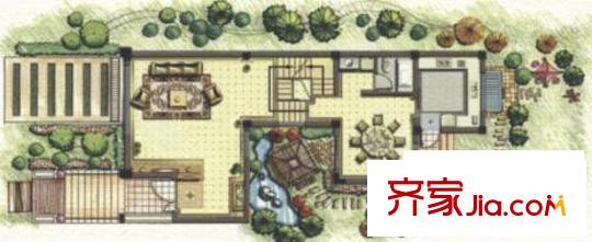 半島華府別墅 1室2廳1衛(wèi)1廚 戶(hù)型圖