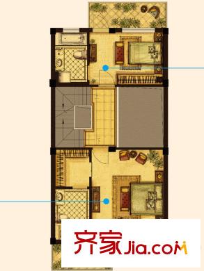 金億九峰壹號A戶型聯(lián)排中間套地上二層 2室2衛(wèi)