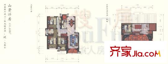 慈湖逸墅戶型圖山景洋房 4室2廳2衛(wèi)