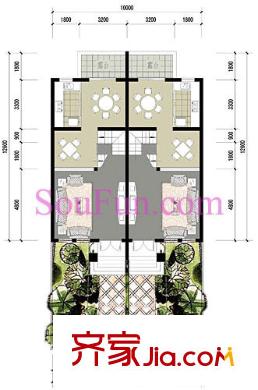 淺水灣城市花園別墅戶型圖3室1廳 3室1廳1衛(wèi)1廚