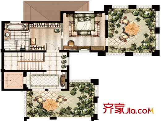東半島山河墅C2戶型三層 1室1衛(wèi)