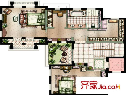 東半島山河墅C1戶型二層 2室2衛(wèi)