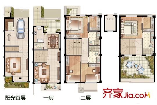 開元九龍湖畔春漫里135平北進(jìn)中間套戶型 4室2廳4衛(wèi)1廚