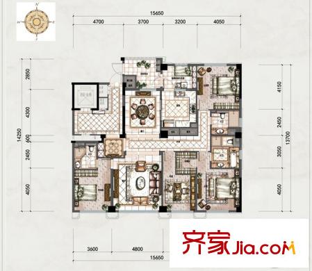 南塘金茂府D戶型 9# 4室2廳3衛(wèi)1廚