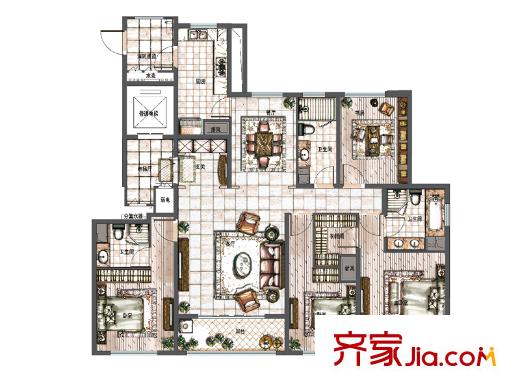 南塘金茂府B戶型 4室2廳3衛(wèi)1廚