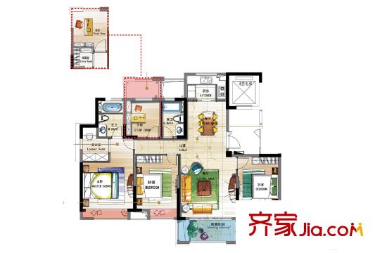 梁祝文化小鎮(zhèn)天逸灣G戶型 4室2廳2衛(wèi)1廚