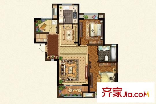 農(nóng)房領(lǐng)尚B2戶型 2室2廳1衛(wèi)1廚