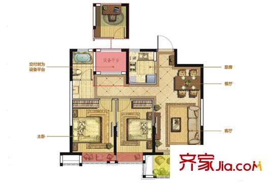 恒威國際城二期A1戶型 3室2廳1衛(wèi)1廚