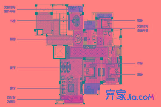 恒威國際城一期D4戶型 4室2廳2衛(wèi)1廚