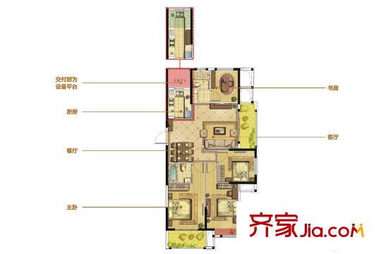 恒威國際城二期D3戶型 4室2廳2衛(wèi)1廚