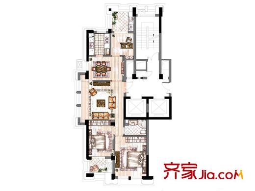 維科上院姚江府高層DA戶型 3室2廳1衛(wèi)1廚