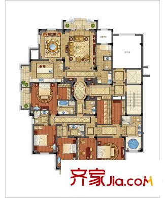 維科上院姚江府平墅5#、6#樓標(biāo)準(zhǔn)層BC戶型 5室2廳6衛(wèi)1廚