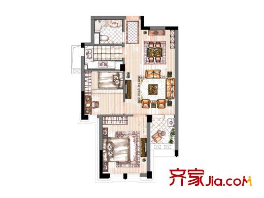 維科上院姚江府高層DE戶型 2室2廳1衛(wèi)1廚