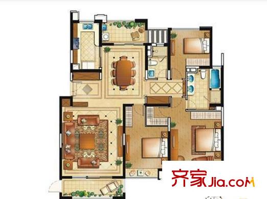 中海雍城世家戶型圖雍城世家 3室2廳2衛(wèi)1廚 戶型圖 3室2廳2衛(wèi)1廚