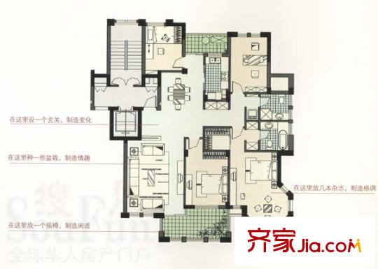 春江花城戶型圖4室2廳 4室2廳2衛(wèi)1廚