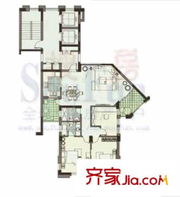 春江花城戶型圖3室0廳 3室