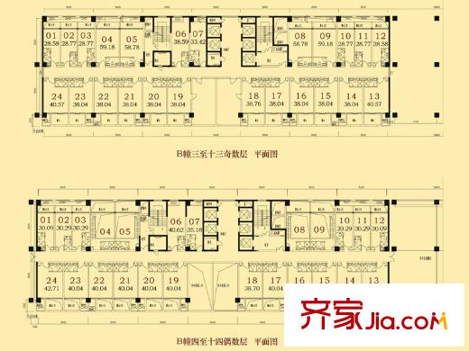 江南一品戶(hù)型圖B幢總平圖 2室1廳1衛(wèi)1廚