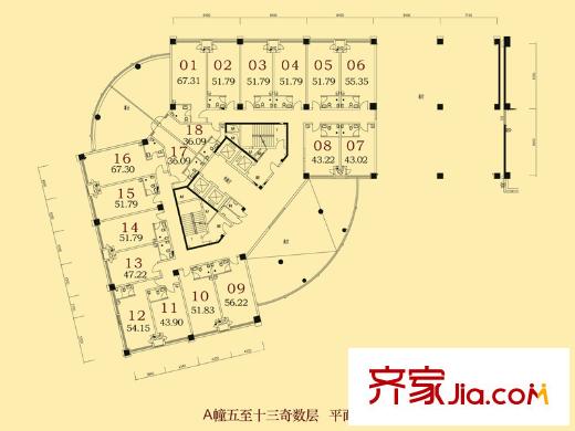 江南一品戶型圖A幢奇數(shù)總平圖 1室1廳1衛(wèi)1廚