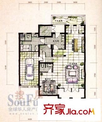 雅戈?duì)栂沩灋硠e墅 4室2廳2衛(wèi)1廚 戶型圖