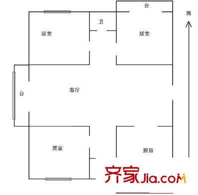 涇水園戶型圖 戶型圖 3室2廳2衛(wèi)1廚