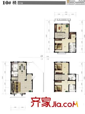 大唐壹號領(lǐng)館戶型圖別墅10號樓07戶型 3室2廳3衛(wèi)1廚