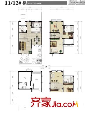 大唐壹號領(lǐng)館戶型圖別墅11、12號樓02戶型 3室2廳3衛(wèi)1廚