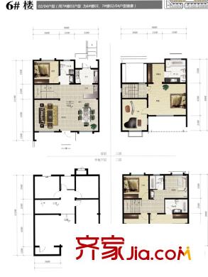 大唐壹號領(lǐng)館戶型圖別墅6號樓02/04戶型 3室2廳3衛(wèi)1廚