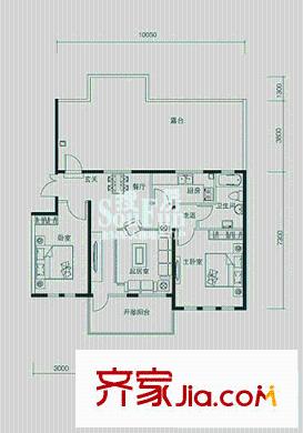 曹妃甸國際生態(tài)城萬年麗?；ǔ菓粜蛨DA6戶型 2室2廳1衛(wèi)1廚