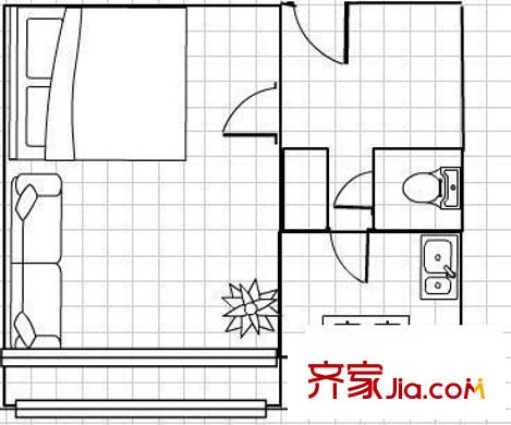 部西里 1室 戶型圖