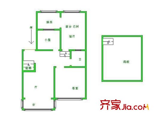 金典花園戶型圖戶型圖 2室1廳1衛(wèi)1廚