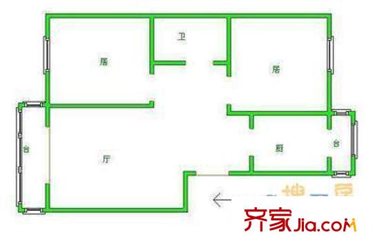 漢中里戶型圖戶型圖 2室1廳1衛(wèi)1廚
