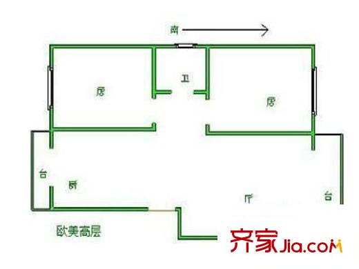 佳緣公寓戶型圖戶型圖 2室2廳1衛(wèi)1廚