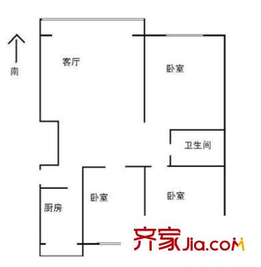 玉泉公寓戶型圖戶型圖 3室1廳1衛(wèi)1廚