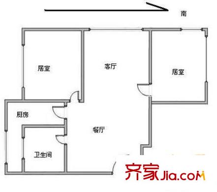 玉泉公寓戶型圖戶型圖 2室2廳1衛(wèi)1廚