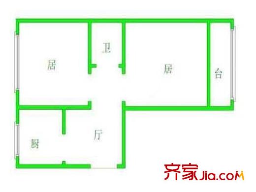 本溪樓戶型圖戶型圖 2室1廳1衛(wèi)1廚