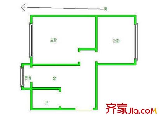 本溪樓戶型圖戶型圖 2室1廳1衛(wèi)1廚