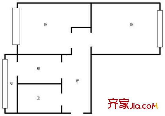 本溪樓戶型圖戶型圖 2室1廳1衛(wèi)1廚