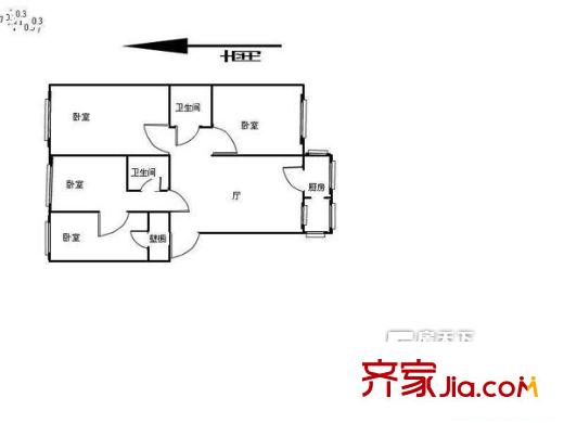 川北里戶型圖戶型圖 4室1廳1衛(wèi)1廚