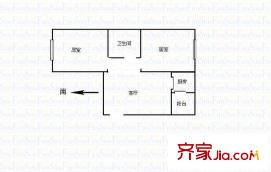 川北里戶型圖戶型圖 2室1廳1衛(wèi)1廚